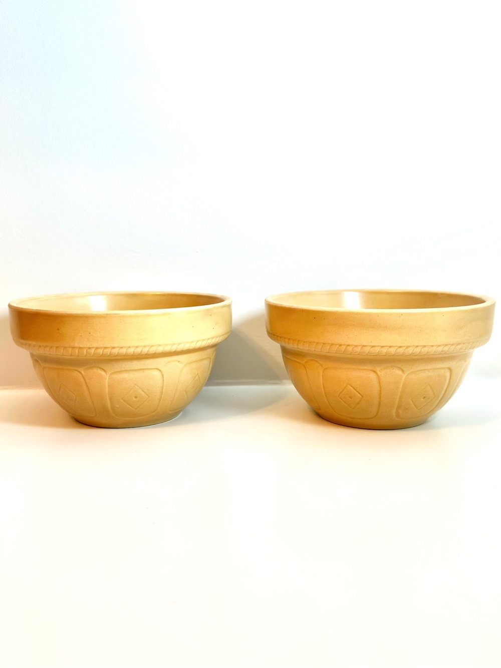 Vintage Over & Back Yellow Ware Bowls Set